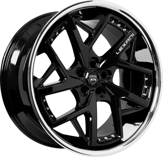 Lexani Stainless Sport Series - Devoe Gloss Black w/ Brushed Face & SS Chrome Rivets