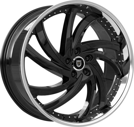 Lexani Stainless Sport Series - Turbine Gloss Black w/ SS Chrome Lip (24x9)